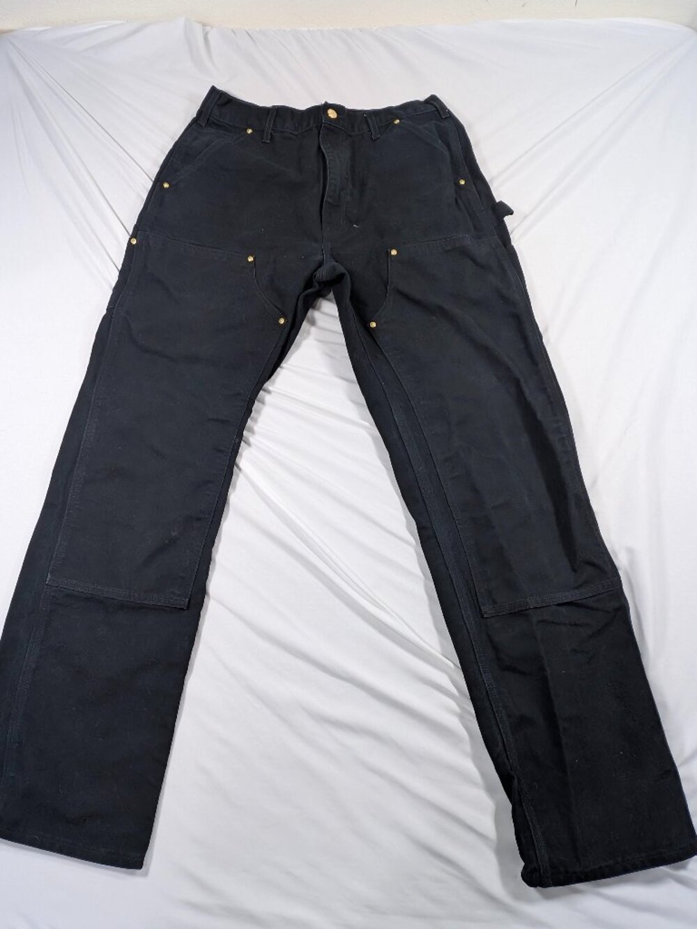 Carhartt B01BLK Made in USA Black Double Knee Work Pants 34x34 Duck Canvas